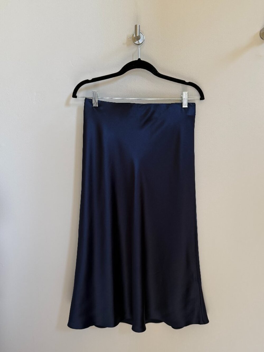 New Quince Silk Midi Skirt Navy, Size M